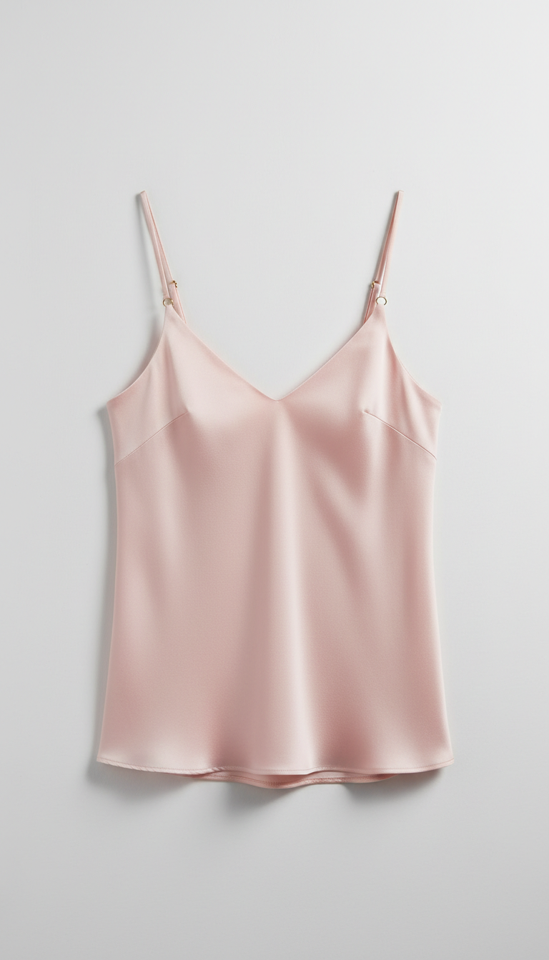 Top de seda rosa suave